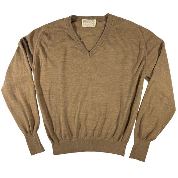 Vintage 80s Lord Jeff Men’s Medium Brown V-Neck Sweater Orlon Wool USA - Picture 2 of 7